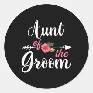 Aunt Of The Groom Shirts For Women Classic Round Sticker