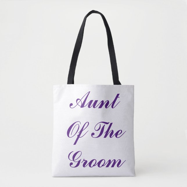 Aunt Of The Groom Stylish Purple Elegant Wedding Tote Bag (Front)