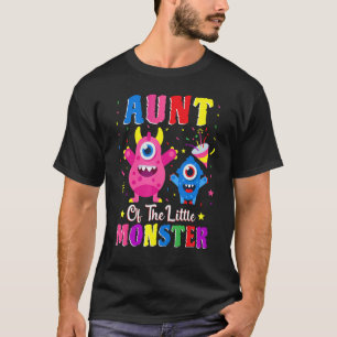 Aunt Of The Little Monster Family Matching Birthda T-Shirt