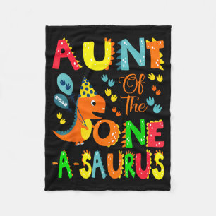 Aunt Of The One-a-saurus 1st Birthday Boy Dinosaur Fleece Blanket