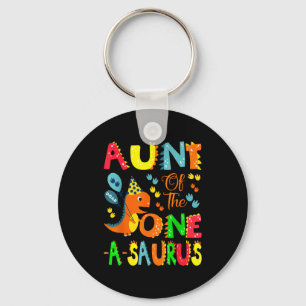 Aunt Of The One-a-saurus 1st Birthday Boy Dinosaur Key Ring