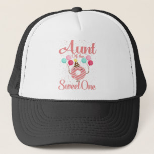 Aunt Of The Sweet One Family Matching 1st Birthday Trucker Hat
