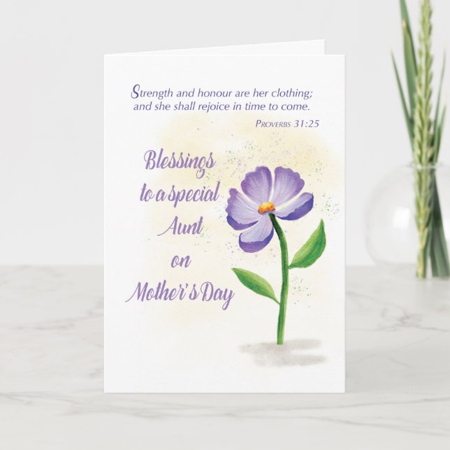 Aunt on Mothers Day Blessing Violet Flower Card (Front)