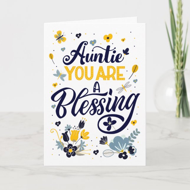 Aunt on Mother's Day You are a Blessing Botanical Holiday Card (Front)