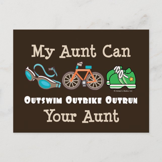 Aunt Outswim Outbike Outrun Triathlon Postcard (Front)