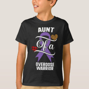 Aunt Overdose Awareness Leopard Buffalo Plaid Fami T-Shirt