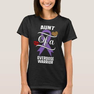Aunt Overdose Awareness Leopard Buffalo Plaid Fami T-Shirt
