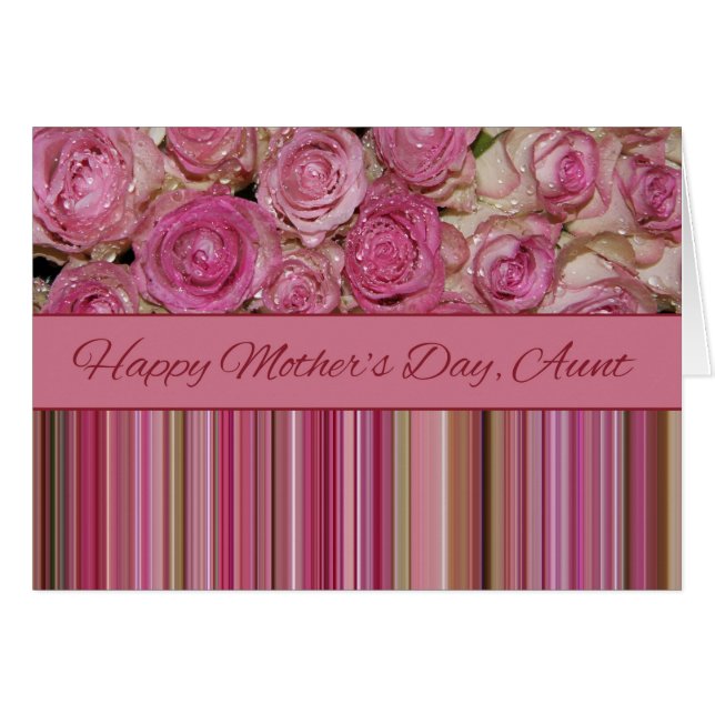 Aunt Pastel roses & stripes Mother's Day (Front Horizontal)