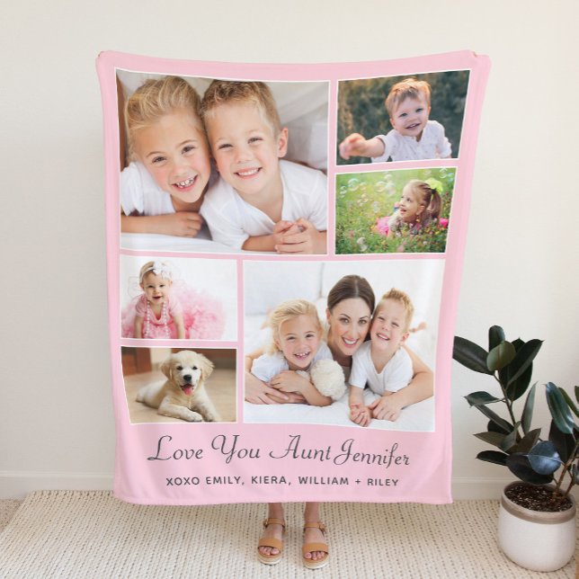Aunt Photo Collage Pink Sherpa Blanket (Creator Uploaded)