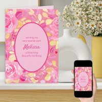 Aunt Pink Yellow Personalized Floral Birthday