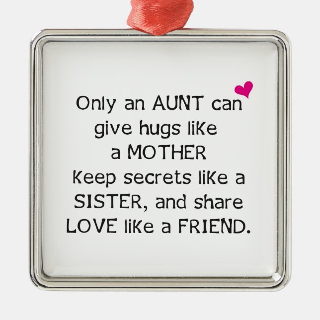 Aunt Quote Metal Tree Decoration (Front)