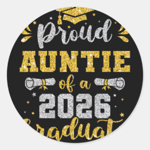 Aunt Senior 2026 Proud Auntie Of A Cl Of 2026 Grad Classic Round Sticker