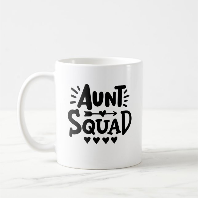 "Aunt Squad" with hearts and arrow Coffee Mug (Left)