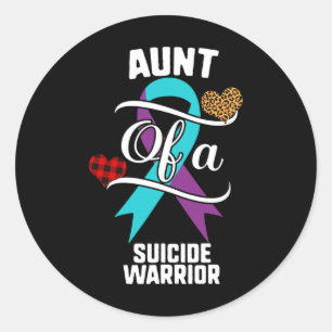 Aunt Suicide Awareness Leopard Buffalo Plaid Famil Classic Round Sticker