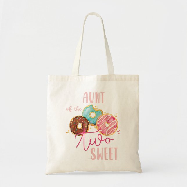 Aunt Sweet Two Doughnut Birthday Party Theme Girl Tote Bag (Front)