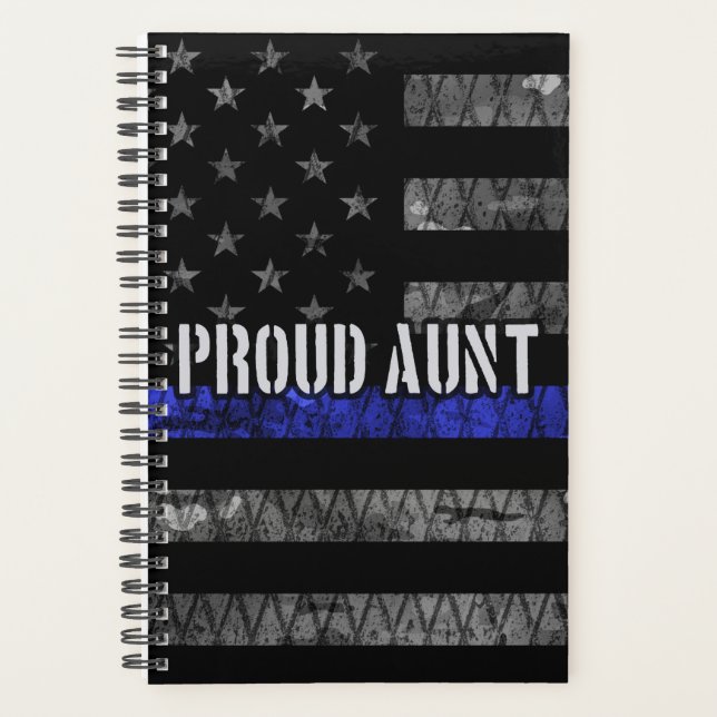 Aunt Thin Blue Line Distressed Flag Planner (Front)