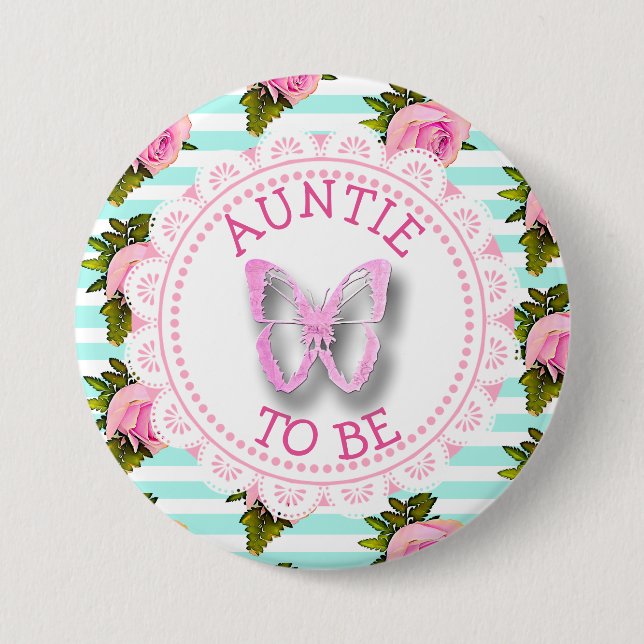 Aunt to Be Baby Shower Button (Front)