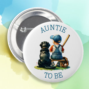 Aunt To Be Boy's Baseball Baby Shower 6 Cm Round Badge