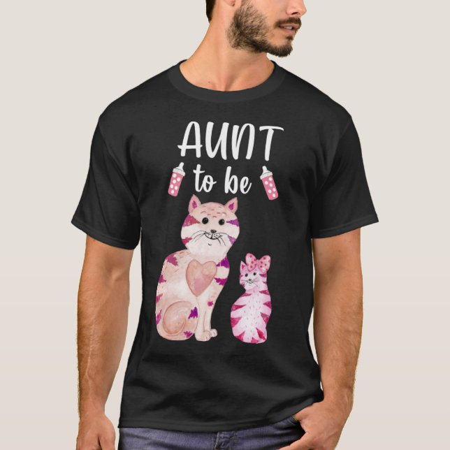 Aunt To Be Cat Baby Shower For Girl T-Shirt (Front)