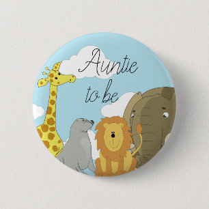 Aunt to be Jungle Animals Baby Shower 6 Cm Round Badge