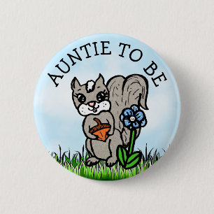 Aunt to be Little Fox Baby Shower 6 Cm Round Badge