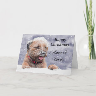 Aunt & Uncle, Christmas, Border Terrier Dog Card