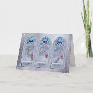 Aunt & Uncle, Garden Birds Christmas Window Greeti Holiday Card
