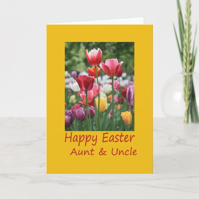 Aunt & Uncle Happy Easter Tulip card (Front)