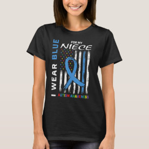 Aunt Uncle I Wear Blue For My Niece Autism Awarene T-Shirt