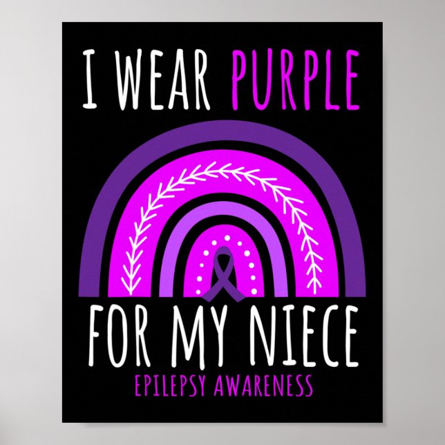 Aunt Uncle I Wear Purple For My Niece Epilepsy Awa Poster (Front)