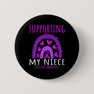 Aunt Uncle Men Women Purple Niece Support Epilepsy 6 Cm Round Badge