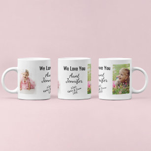 Aunt We Love You Personalized Photo Names Coffee Mug