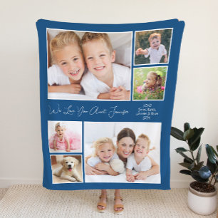 Aunt We Love You Photo Personalised Blue Fleece Blanket