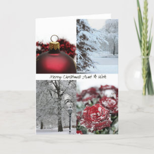 Aunt & Wife Christmas Red Winter collage Holiday Card