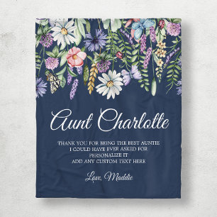 Aunt Wildflowers Personalised Fleece Blanket