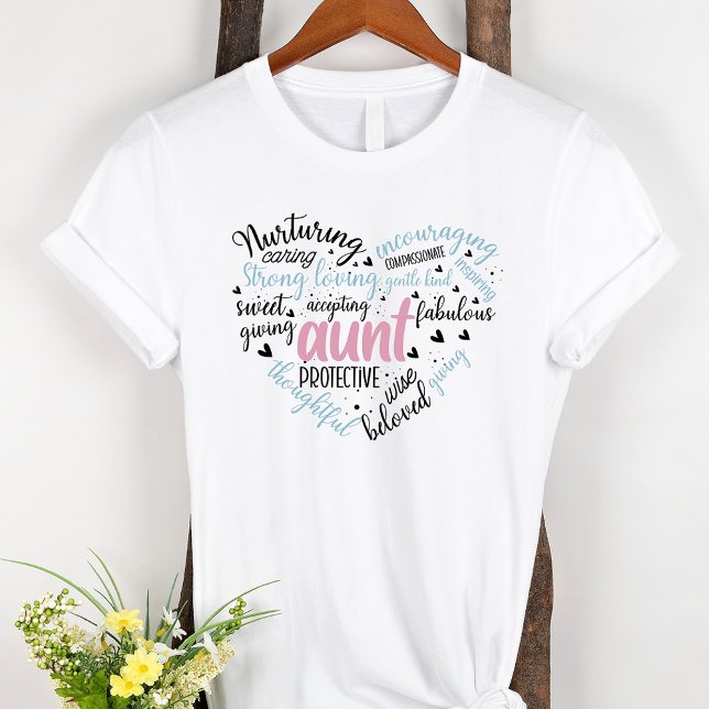 Aunt Word Cloud Pink and Blue Heart T-Shirt (Creator Uploaded)