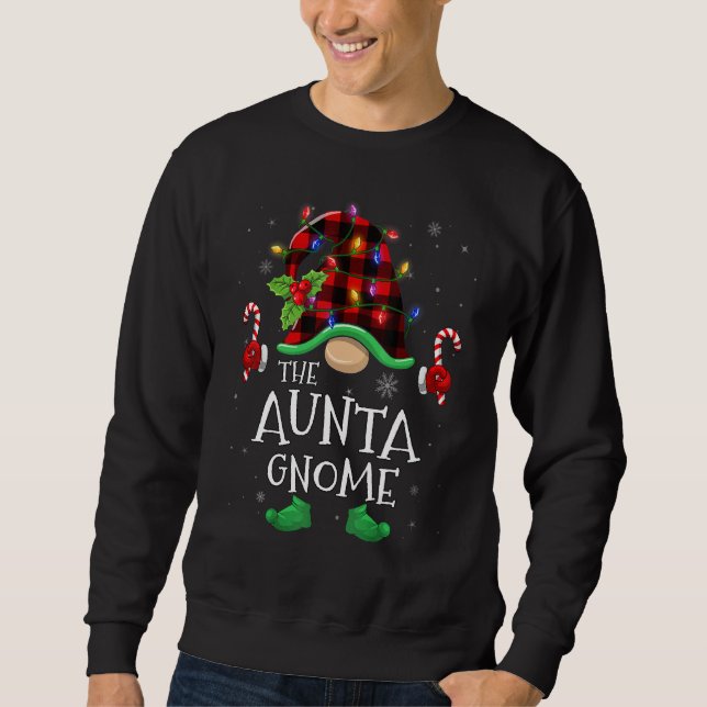 Aunta Gnome Buffalo Plaid Matching Family Christma Sweatshirt (Front)