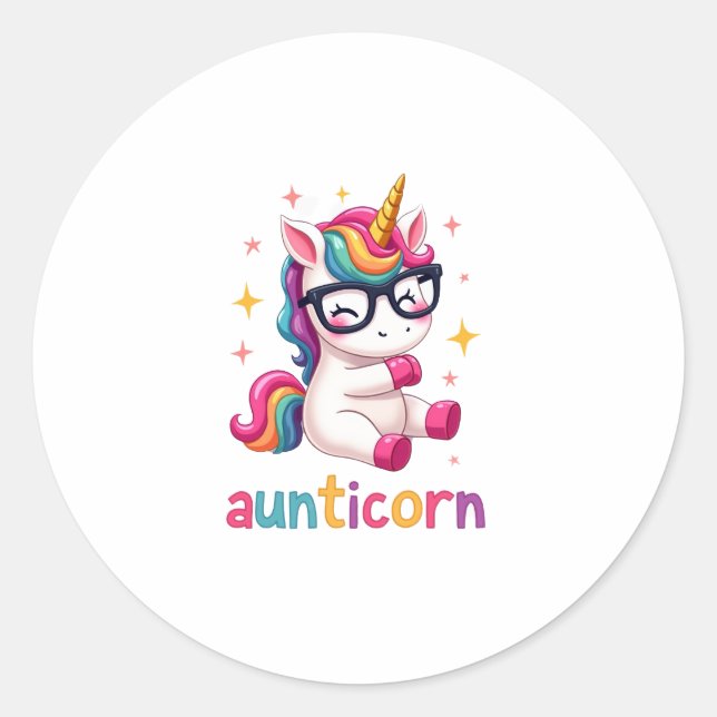 Aunticorn Aunty Dabbing Unicorn Auntie Aunt Christ Classic Round Sticker (Front)