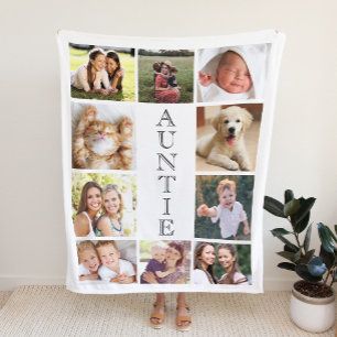 Auntie 10 Photo Collage Sherpa Blanket