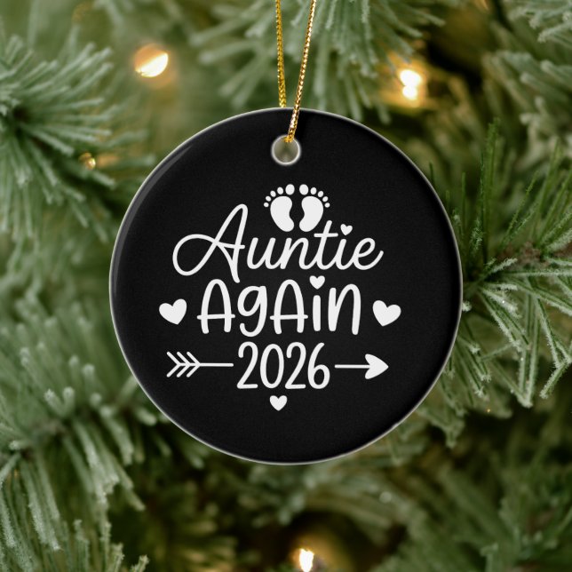 Auntie Again 2026 Pregnancy Announcement Ceramic Tree Decoration (Tree)