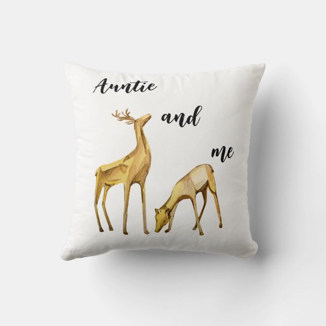 Auntie And Me Deer Throw Pillow (Back)