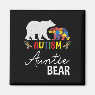 Auntie Bear Autism Awareness Aunt Women Gift  Magnet
