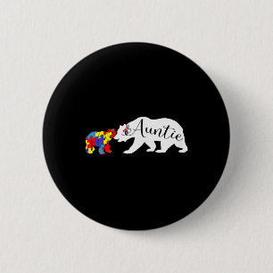 Auntie Bear Autism Awareness Month Aunt Women Niec 6 Cm Round Badge