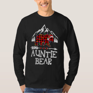 Auntie Bear Buffalo Plaid Matching Family Christma T-Shirt