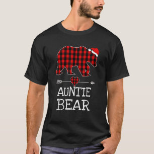 Auntie Bear Buffalo Plaid Santa Arrow Christmas Fa T-Shirt