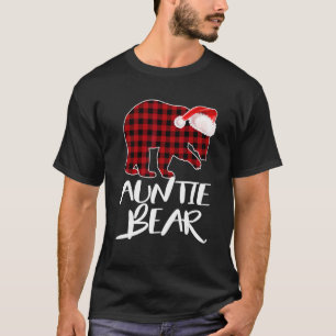 Auntie Bear Buffalo Red Plaid Santa Christmas Paja T-Shirt