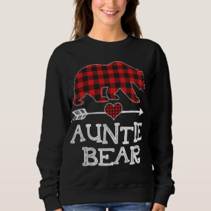 Auntie Bear Christmas Pajama Red Plaid Buffalo Fam Sweatshirt