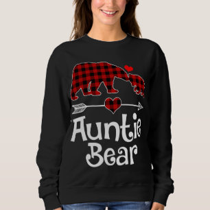 Auntie Bear Christmas Pajama Red Plaid Buffalo Mat Sweatshirt