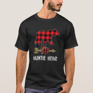 Auntie Bear For Women Buffalo Plaid Christmas Paja T-Shirt