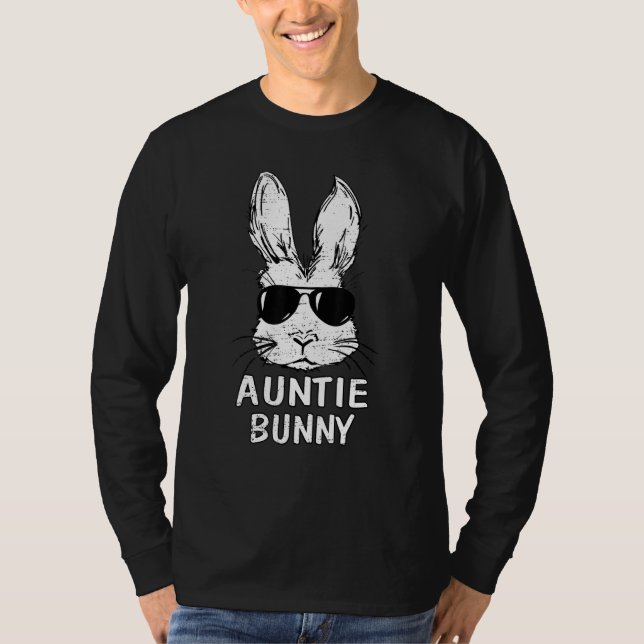 Auntie Bunny Face With Sunglasses Easter Matching  T-Shirt (Front)